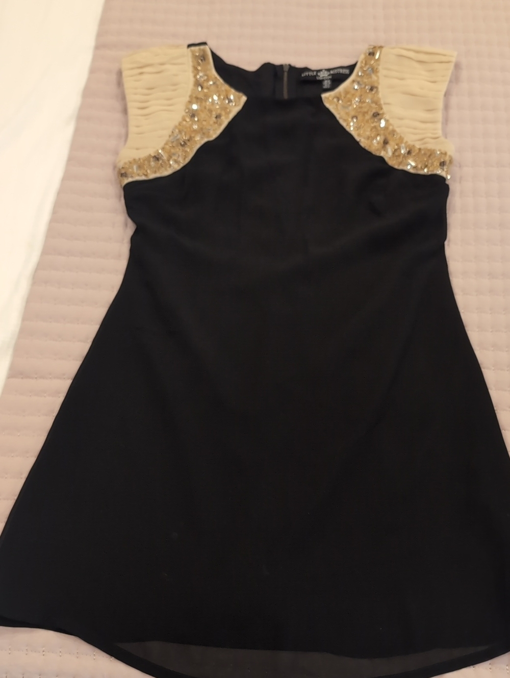 Asos Little Mistress Black Dress with Gold Embellished Shoulders